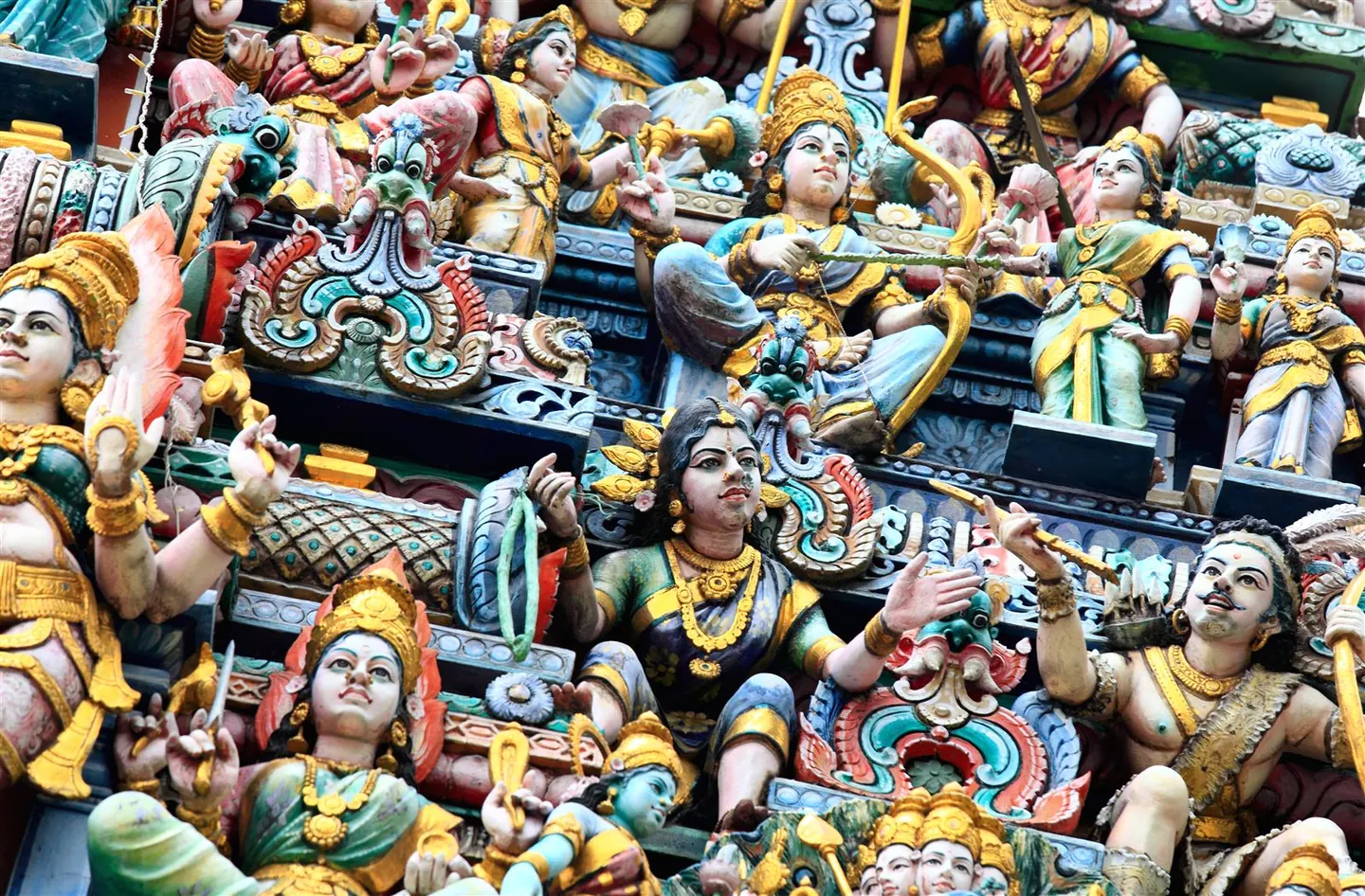 Colourful temple architecture detail